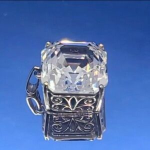 Swarovski Silver and White Statement pendant with Intricate Filigree